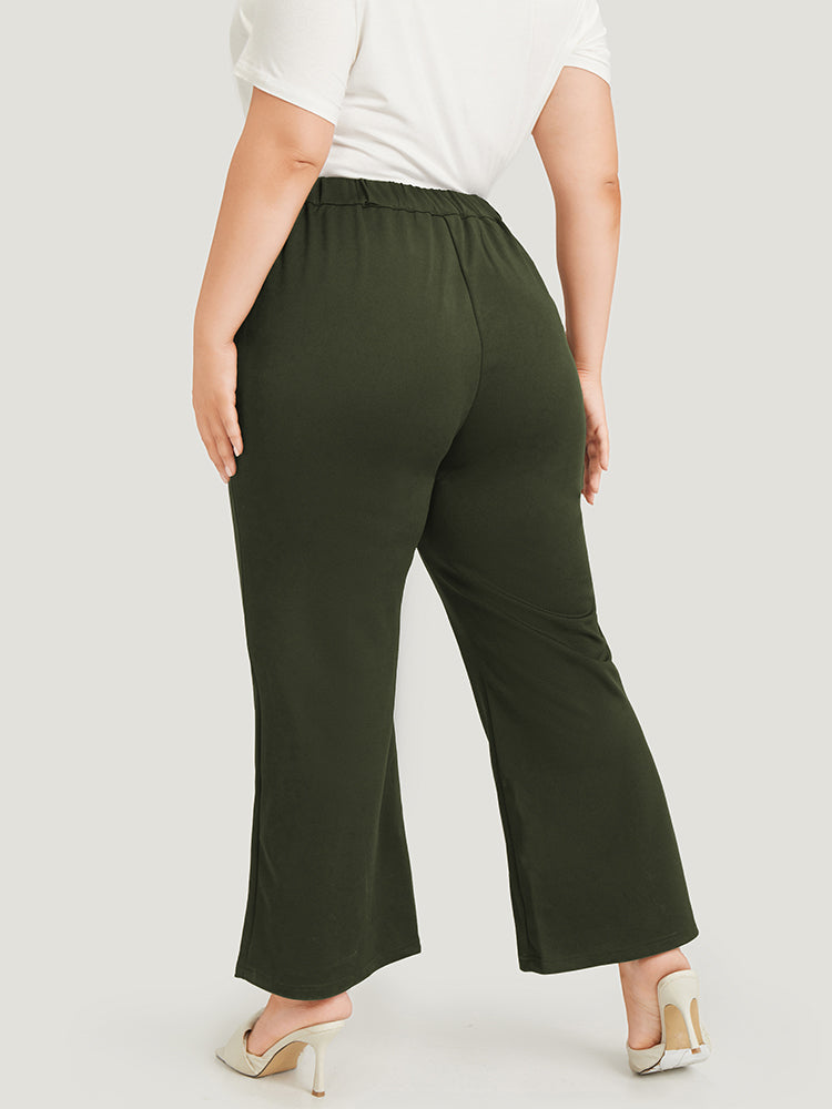 Solid Flare Leg Pocket Pants