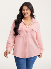 Chest Flaps Textured Button-Down Jacket