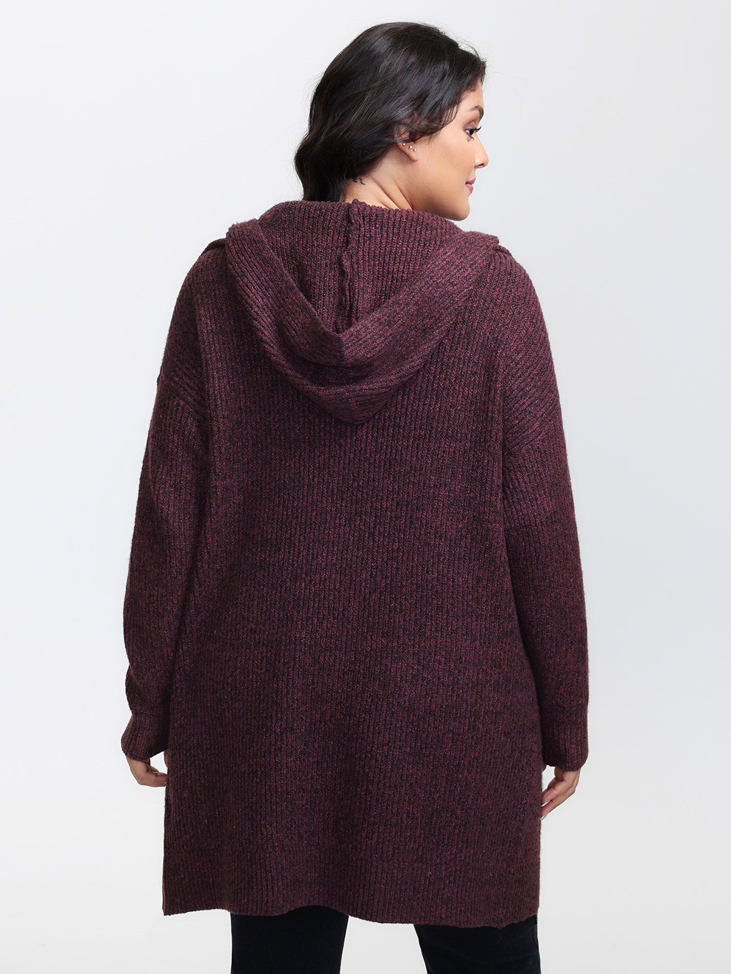 Heather Hooded Pockets Knit Cardigan
