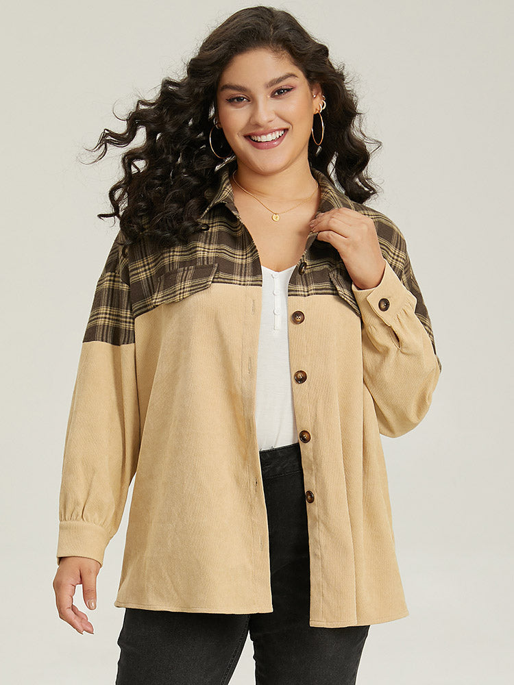 Plaid Button Through Patchwork Contrast Jacket