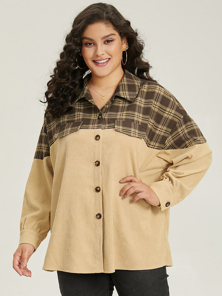 Plaid Button Through Patchwork Contrast Jacket