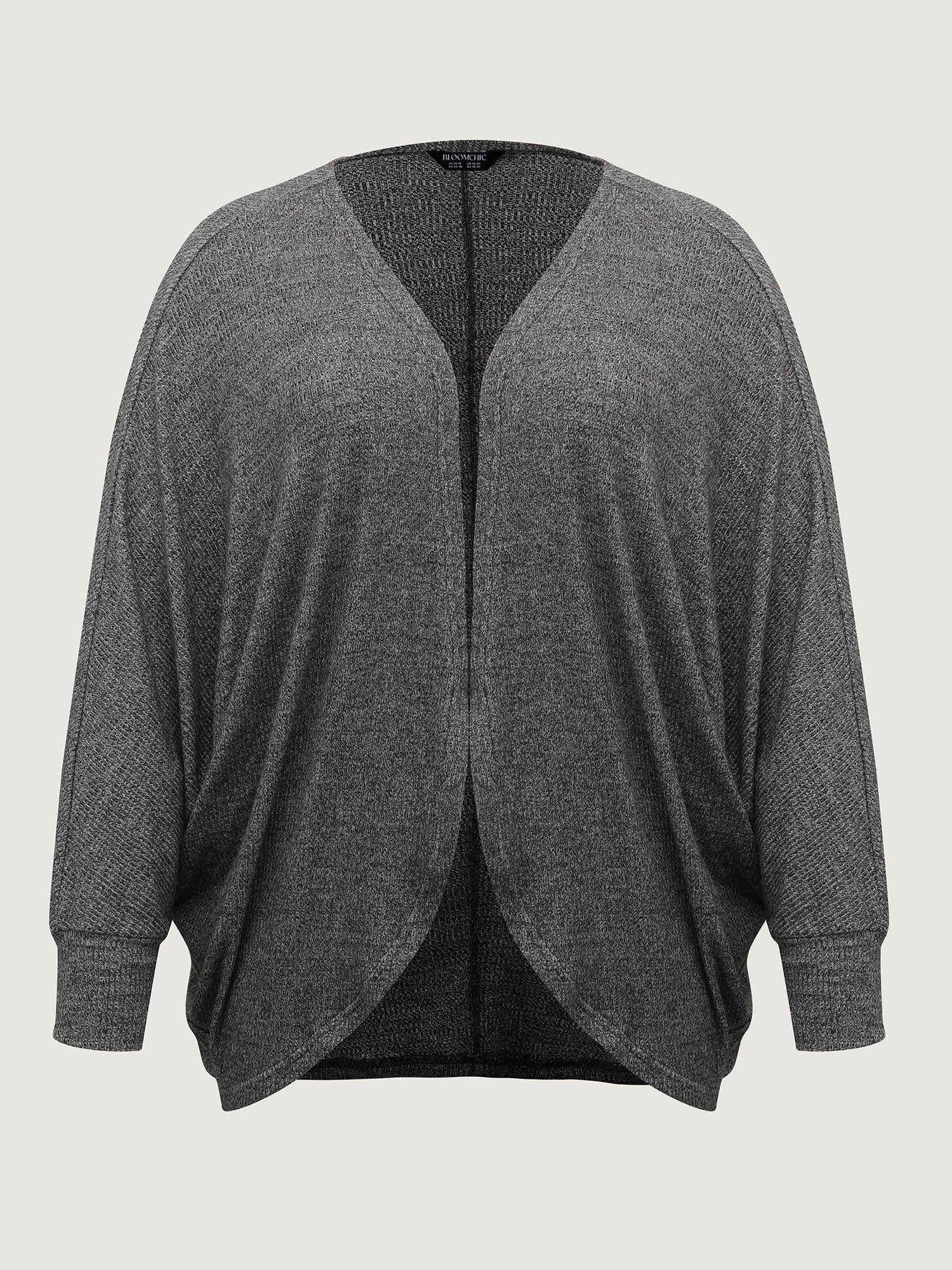 Stretchy Curvy Hem Open-Front Cardigan