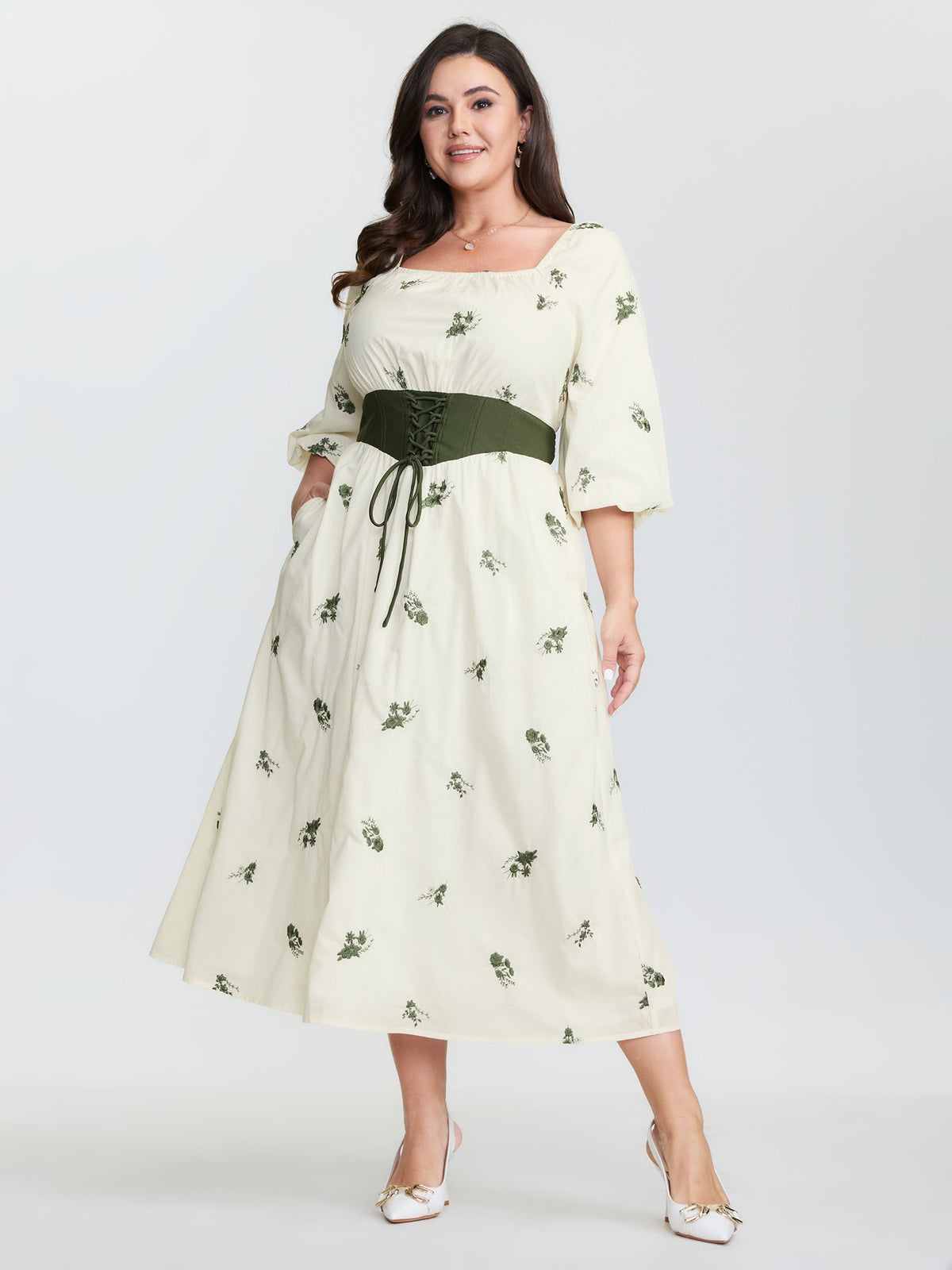 2-in-1 Embroidered Tulle Maxi Dress