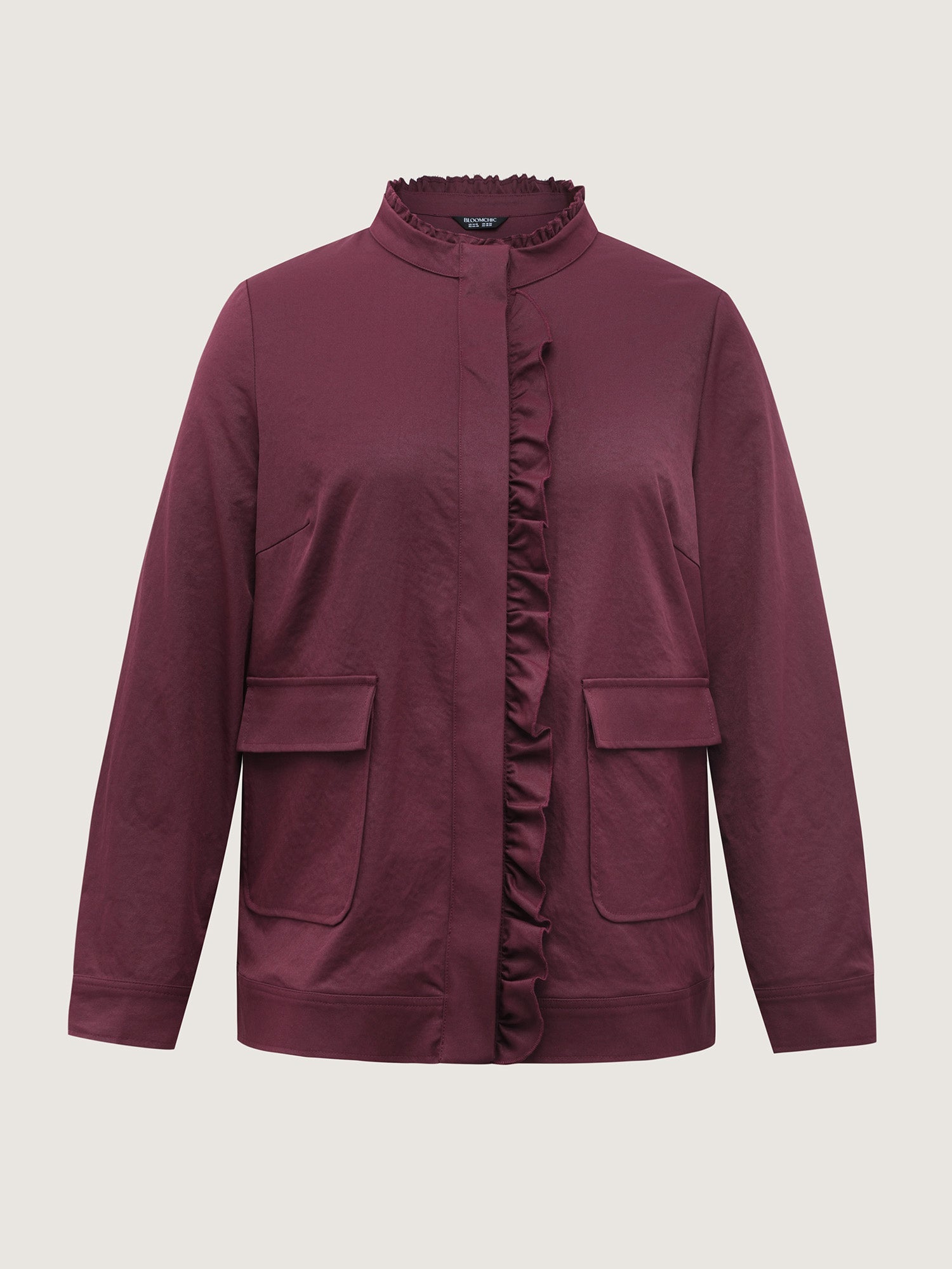 Ruffled Edge Cropped Hem Pocket Jacket