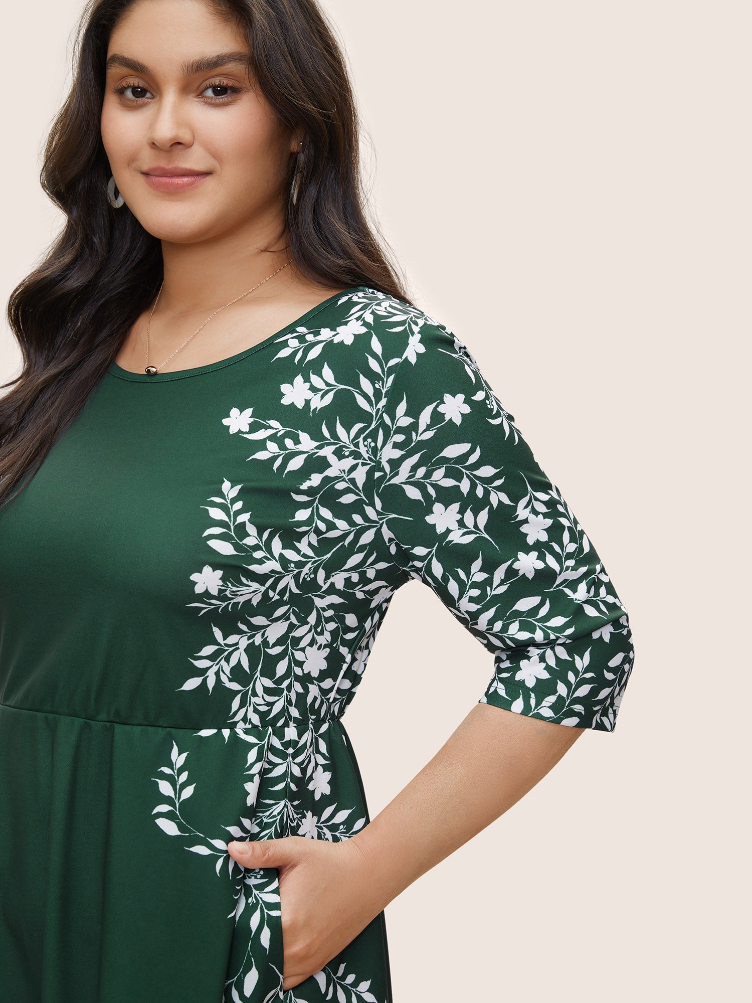 Silhouette Floral Print Pocket Elastic Waist Dress