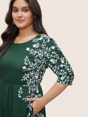 Silhouette Floral Print Pocket Elastic Waist Dress