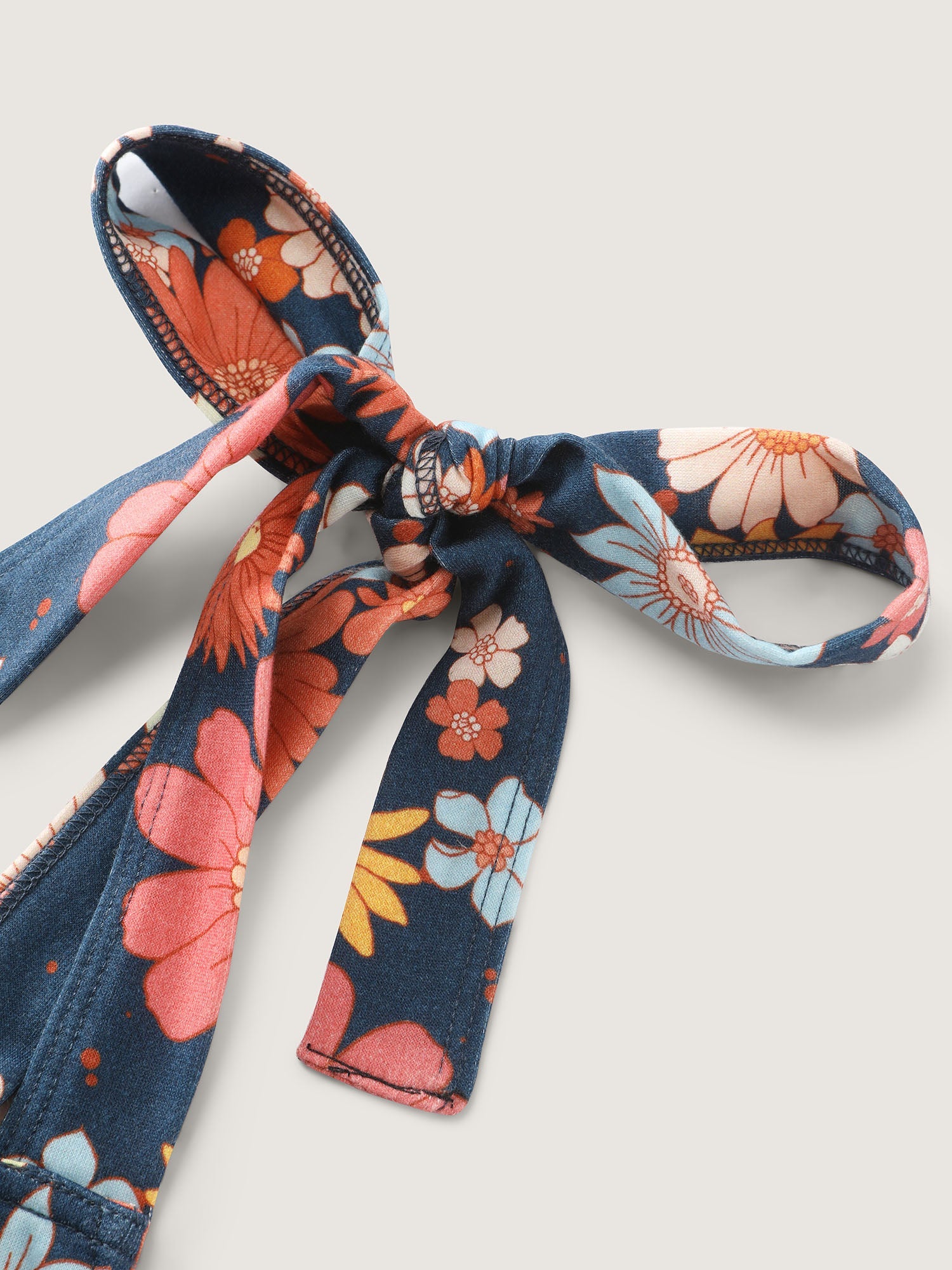 Floral Print Adjustable Shoulder-Tie Pockets Jumpsuit