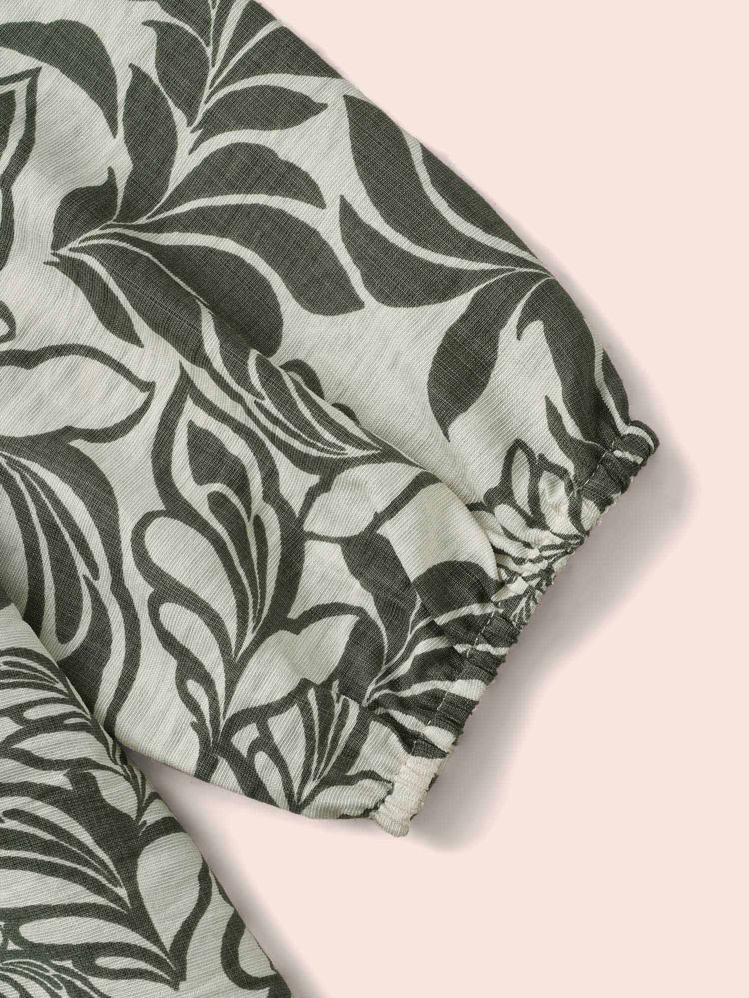 Silhouette Floral Print Ruffle Trim Blouse