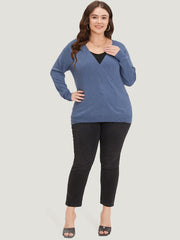Plain Crossover Elastic Cuffs Pullover