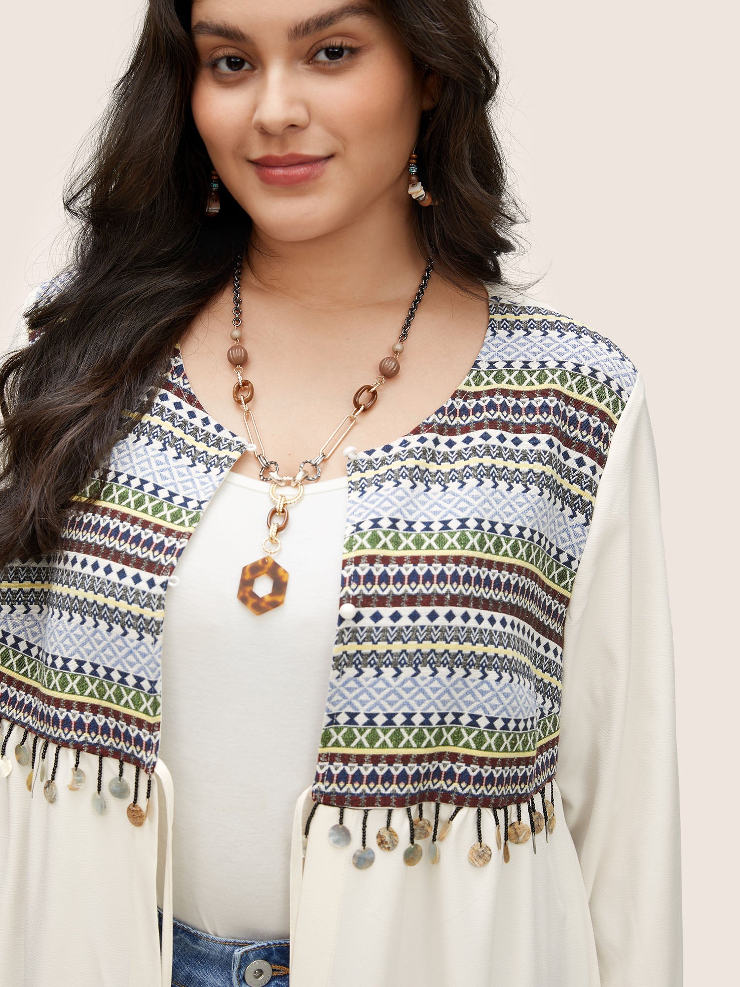 Bandana Patchwork Style Accents Tassel Kimono