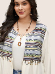 Bandana Patchwork Style Accents Tassel Kimono