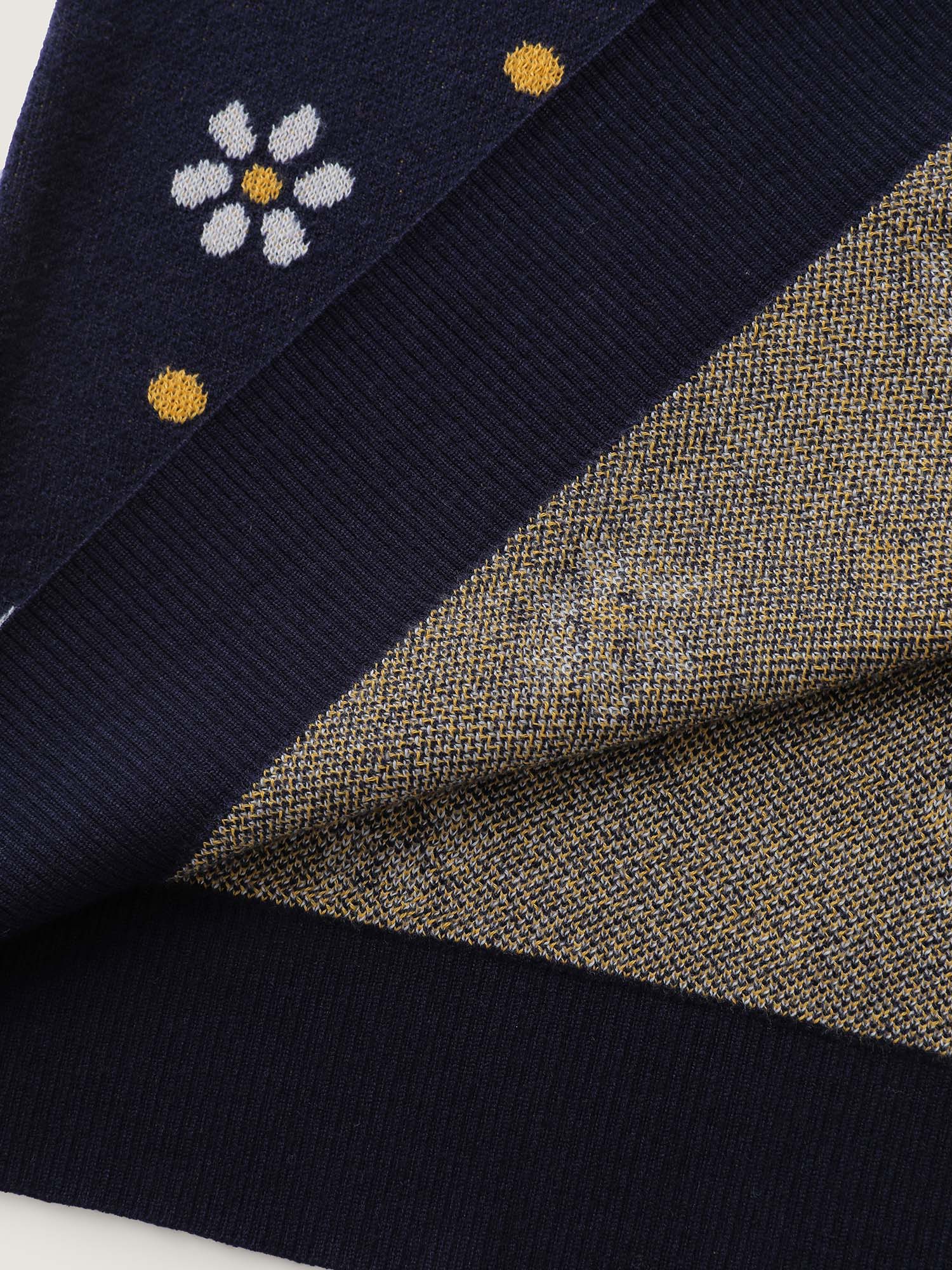 Floral Polka Dot Print Button Knit Cardigan