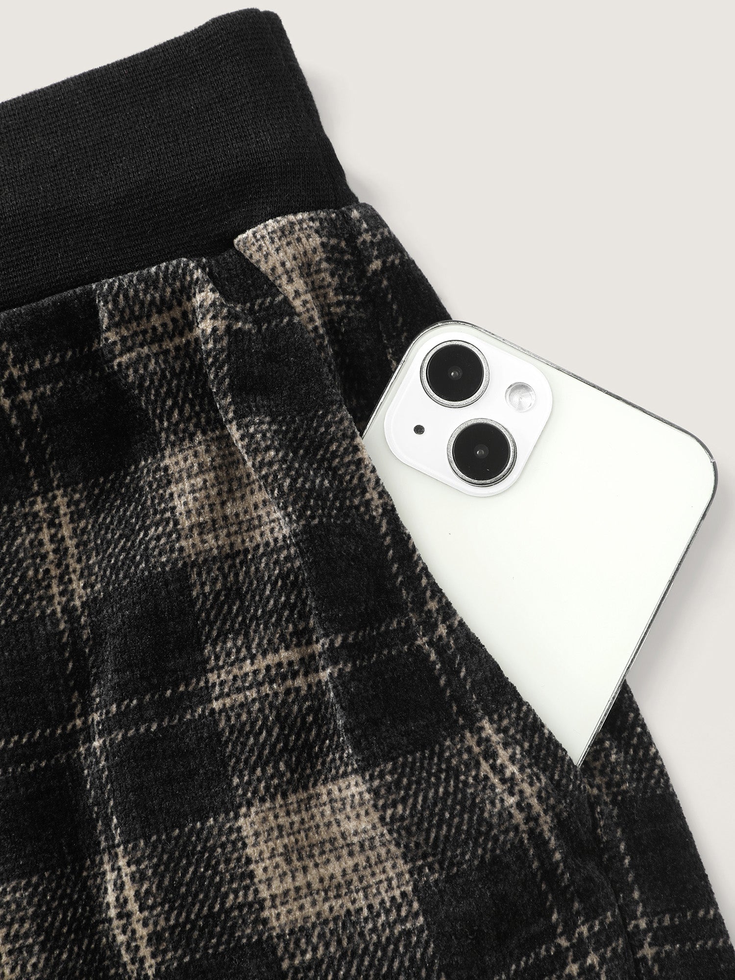 Supersoft Plaid Color Contrast Wide-Leg Pants