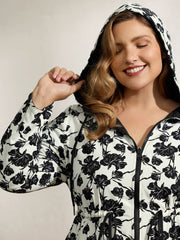 Floral Print Reversible Hooded Coat