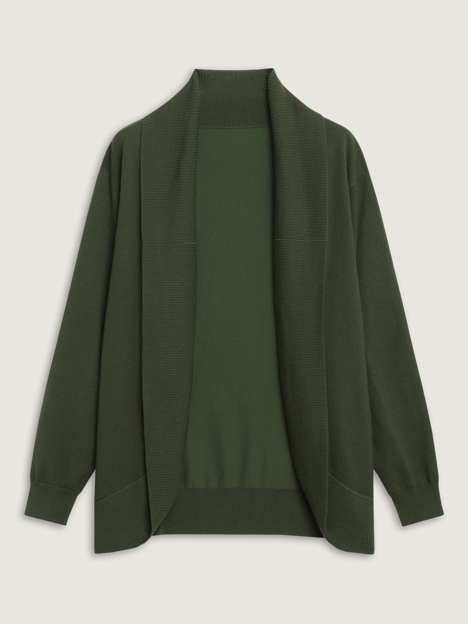 Arc Hem Folded Collar Drop Shoulder Cardigan