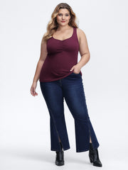 Ruched Velvety Feel Stretchy Tank Top