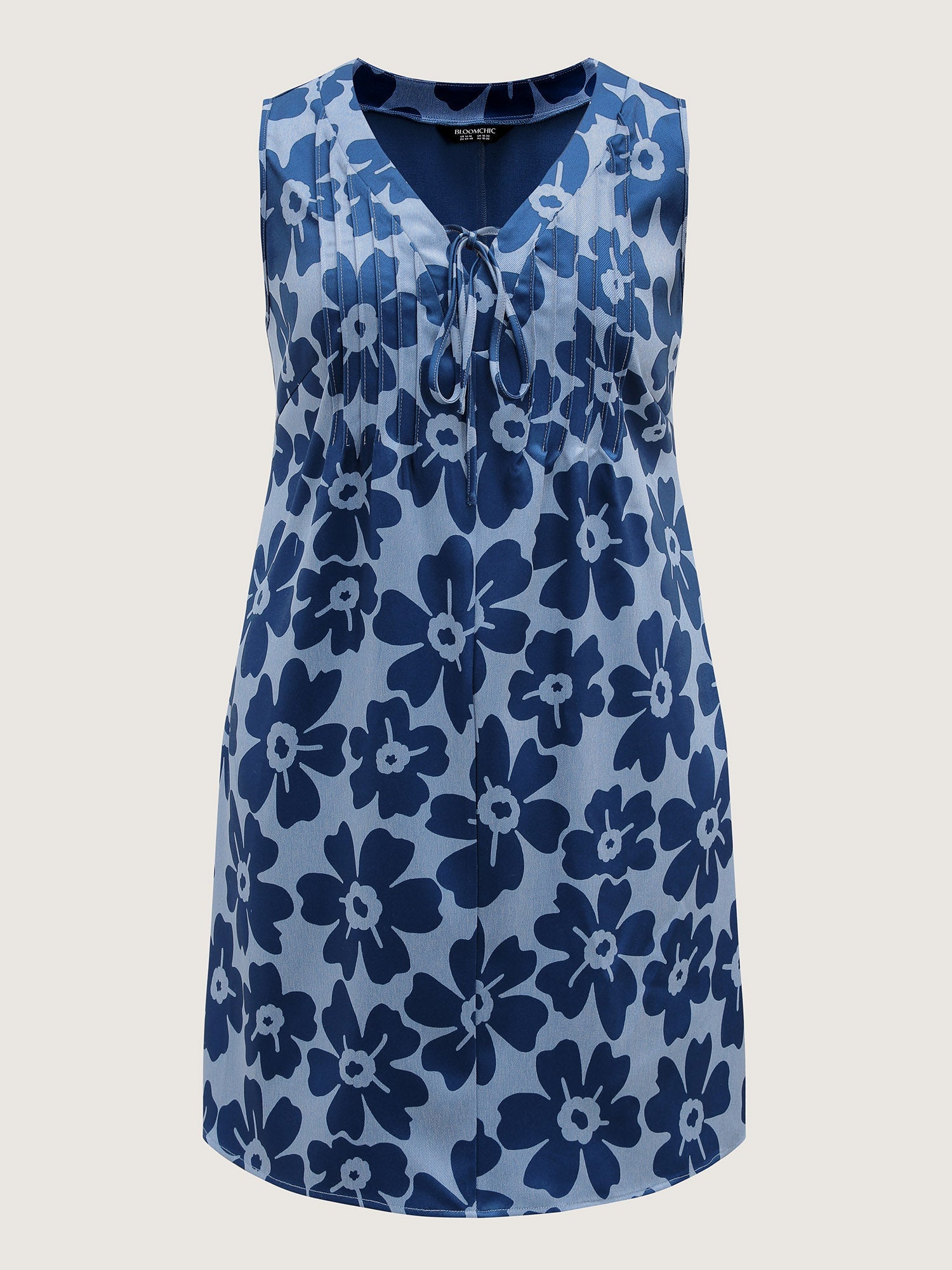 Floral Denim-Like Knee-Length Dress
