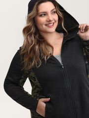 Camouflage Print Contrast Zipper Jacket