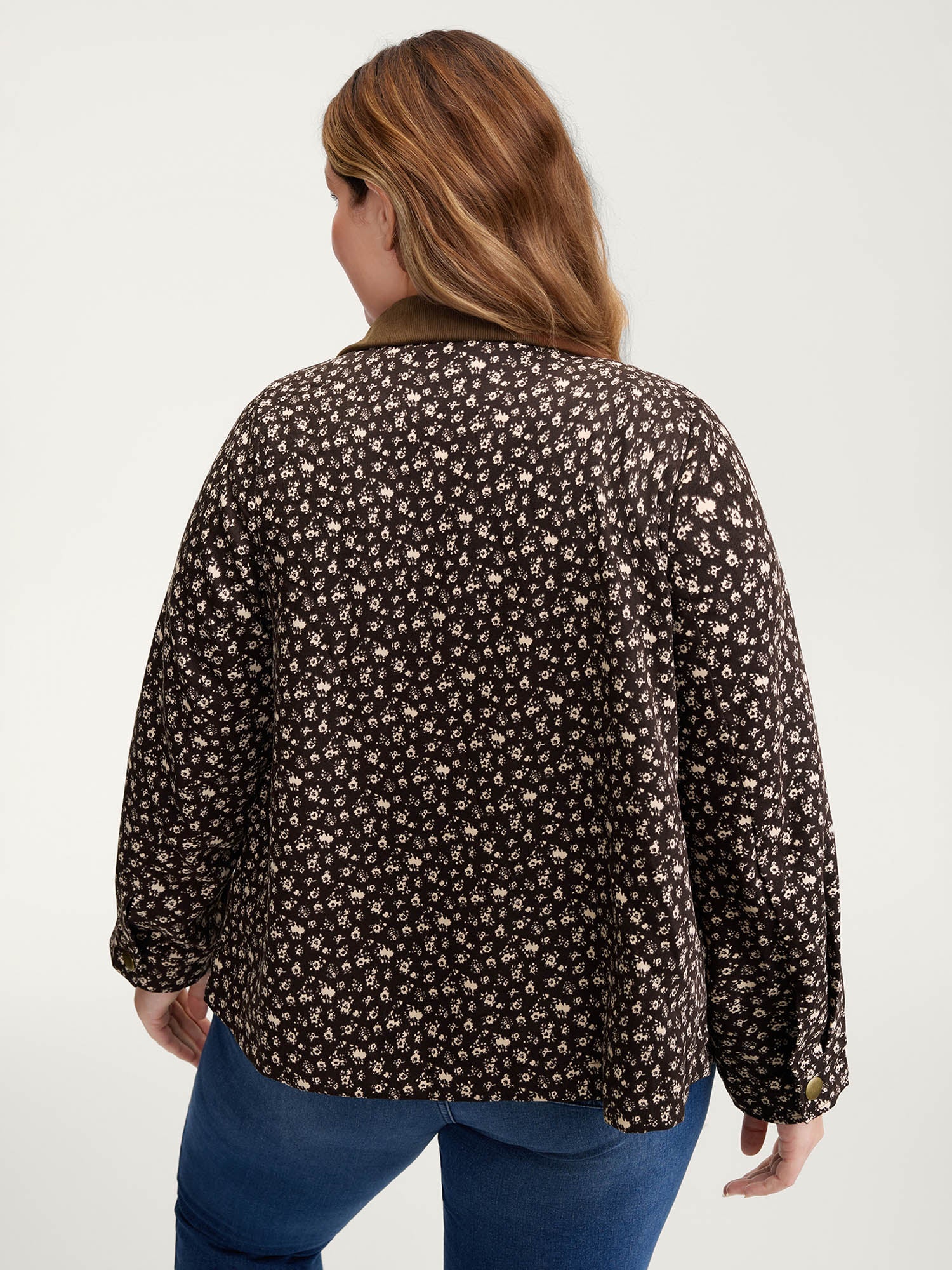 Floral Print Contrast Collar Jacket