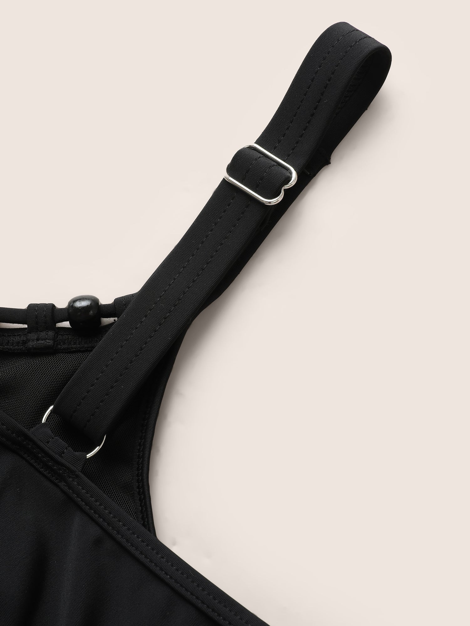 Solid Keyhole Adjustable Straps Swim Top