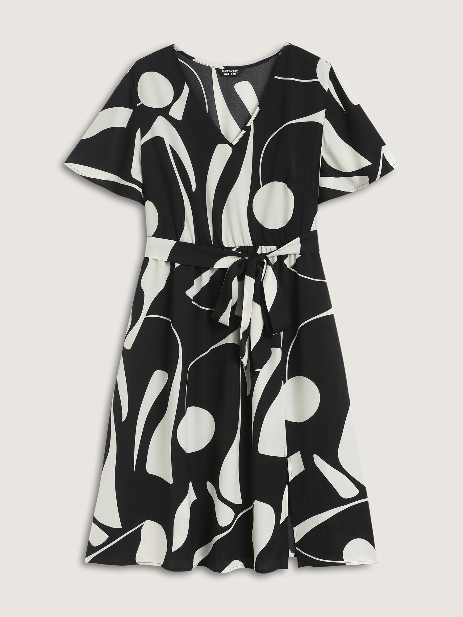 Floral Print Belted V-Neck Midi Dress