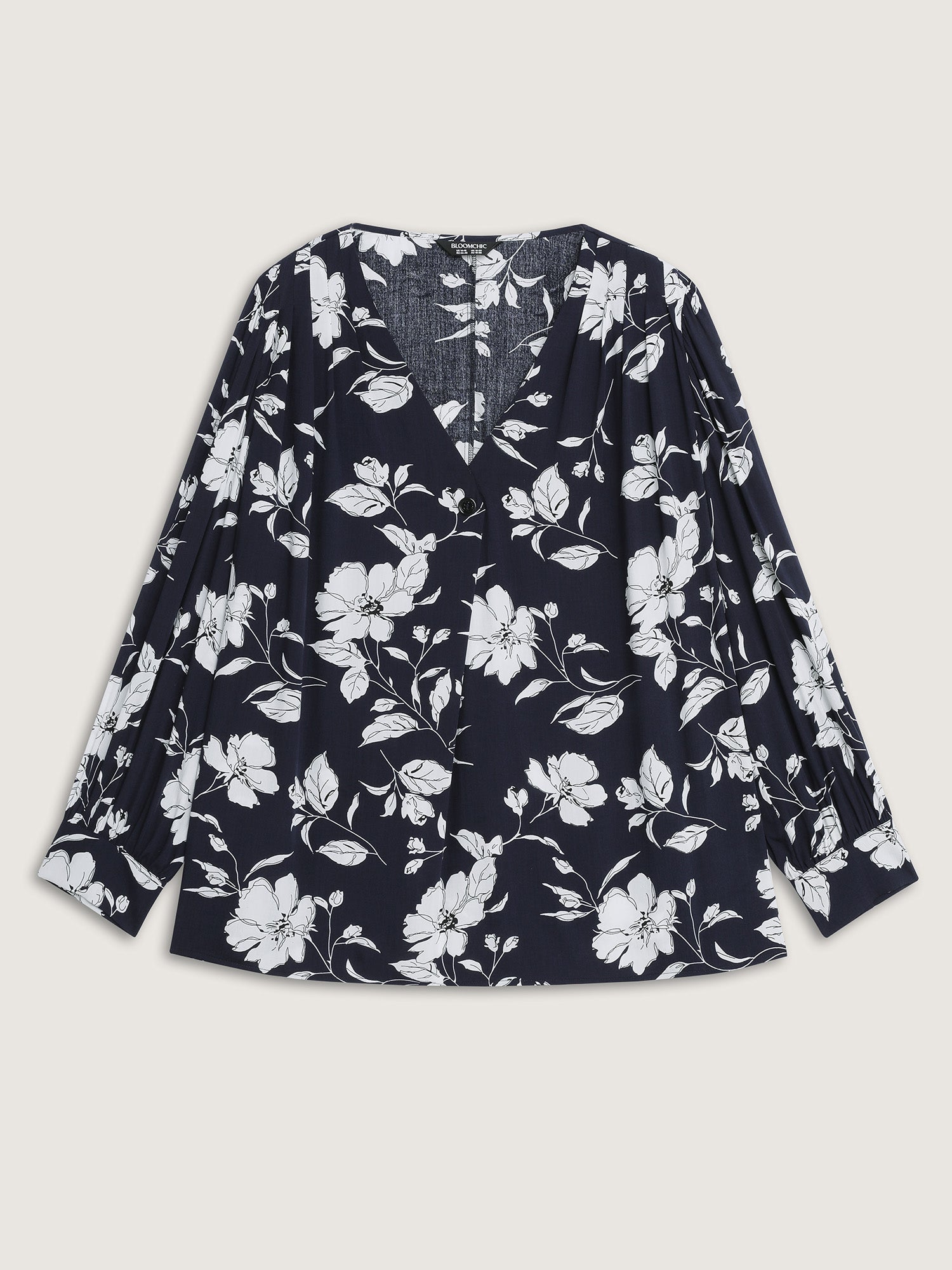 Silhouette Flower Pleated Shoulder Blouse
