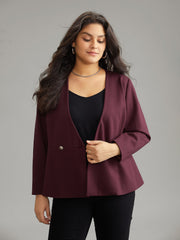 Plain Deep V Neck Buckle Detail Blazer