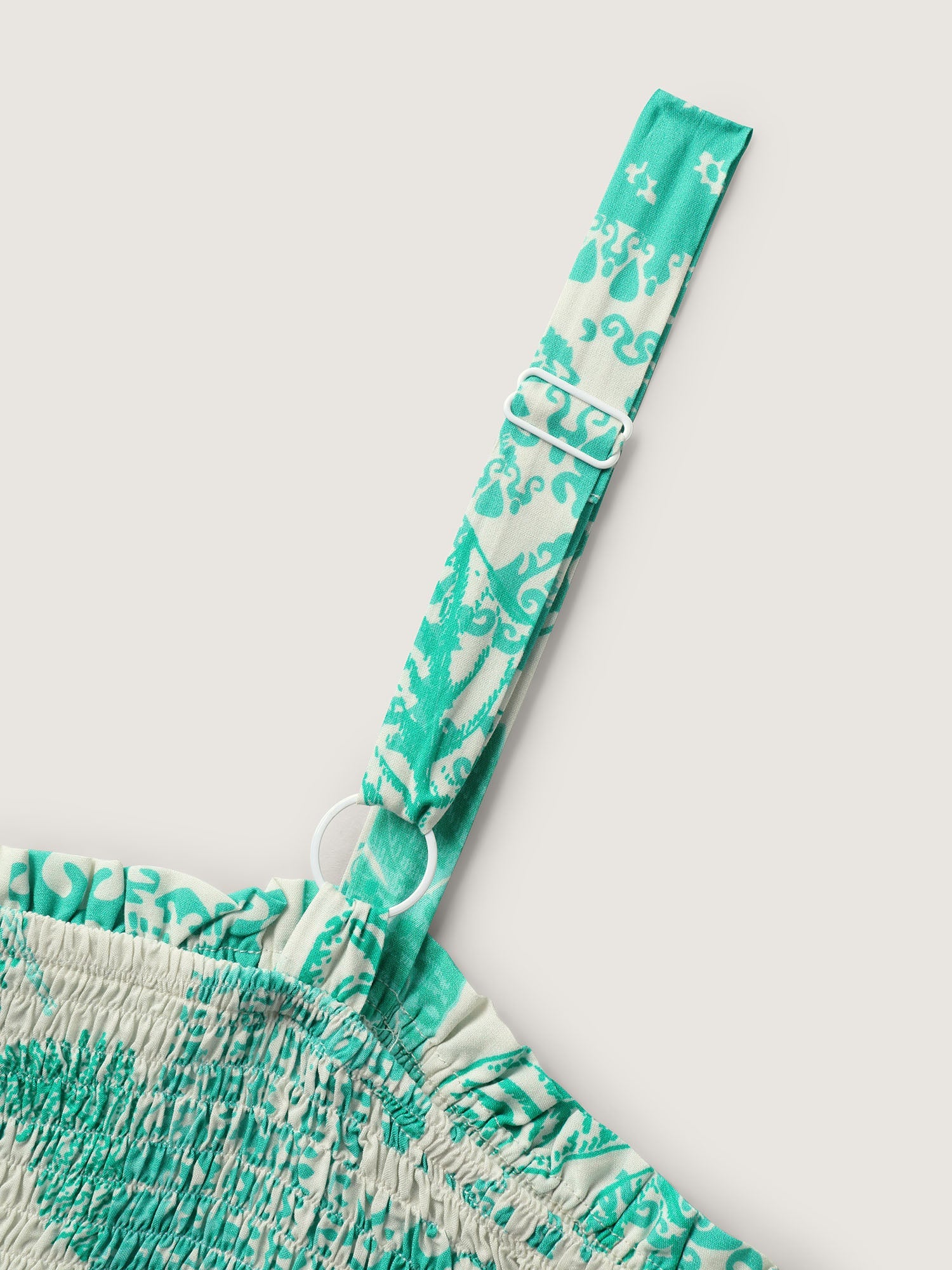 Shirred Bodice Holiday Print Midi Dress