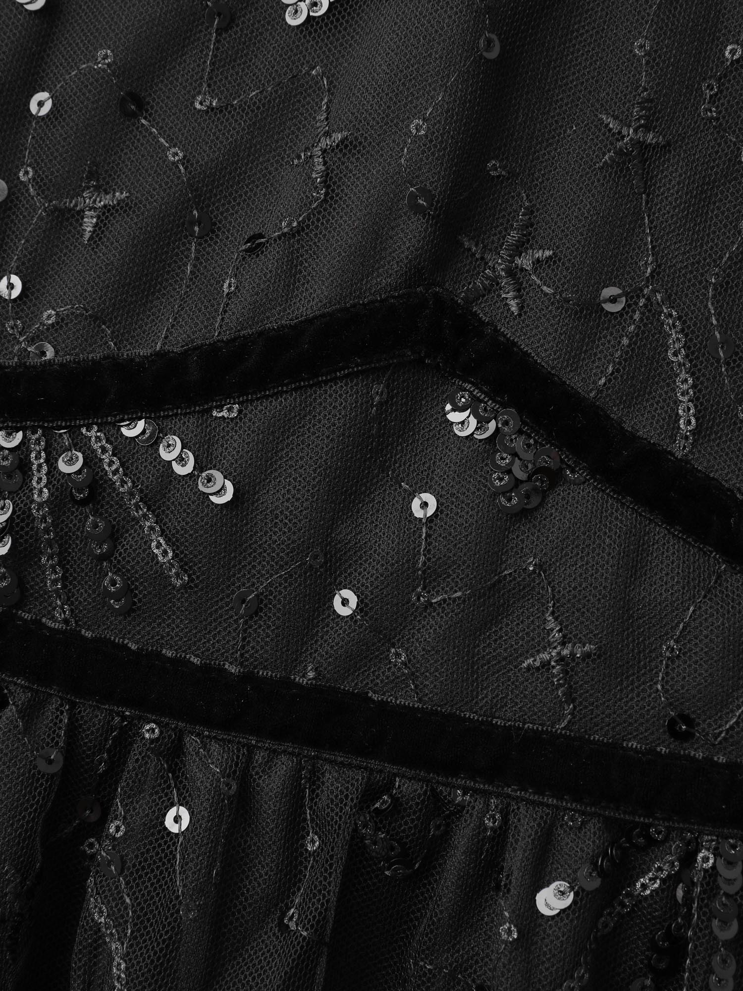 Sequin Embroidery Triangular Waist Maxi Dress