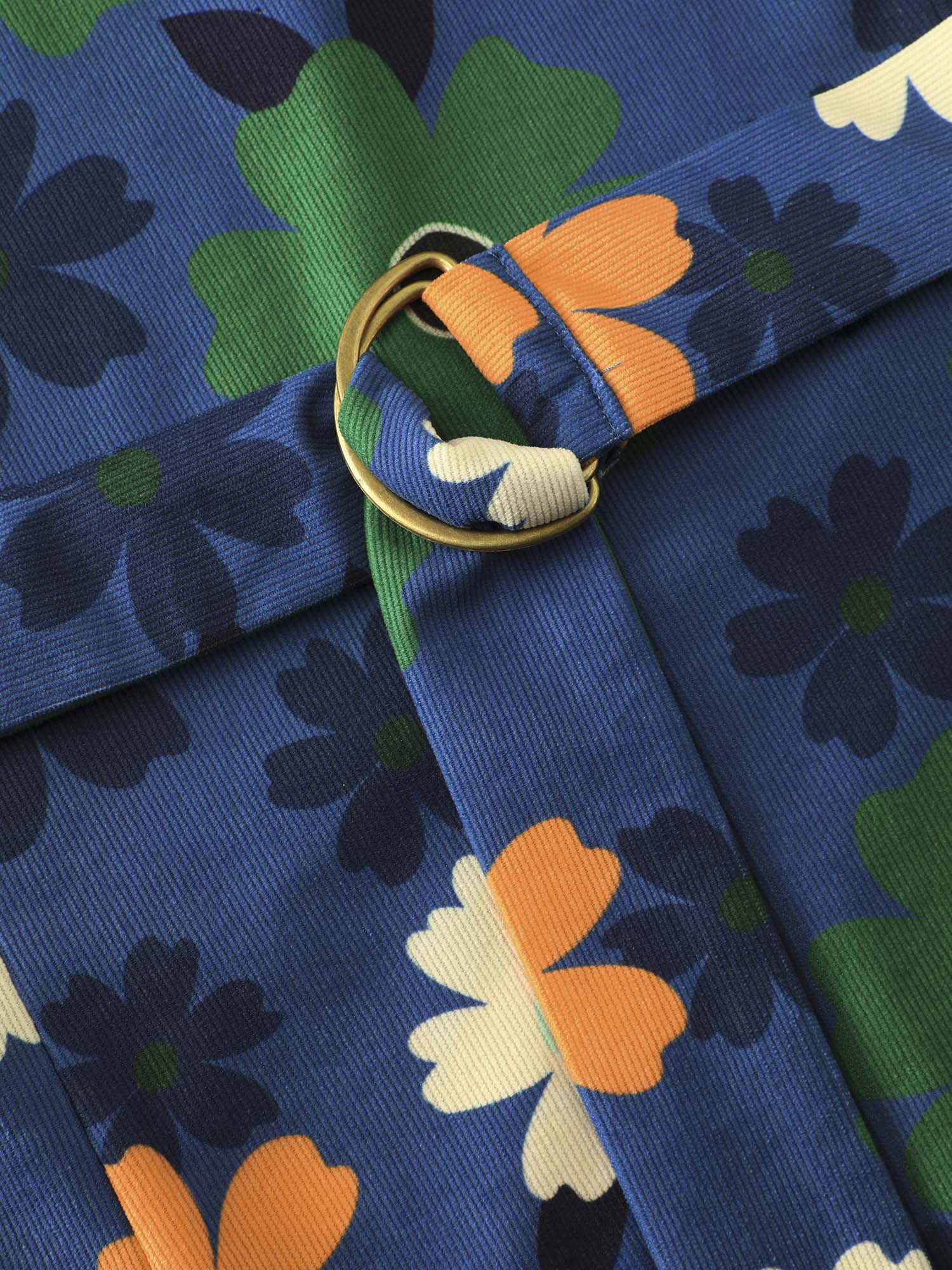 Floral Belted Waist-Defining Knee Dress