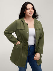 Parka Hooded Adjustable Waist Drawstring Jacket