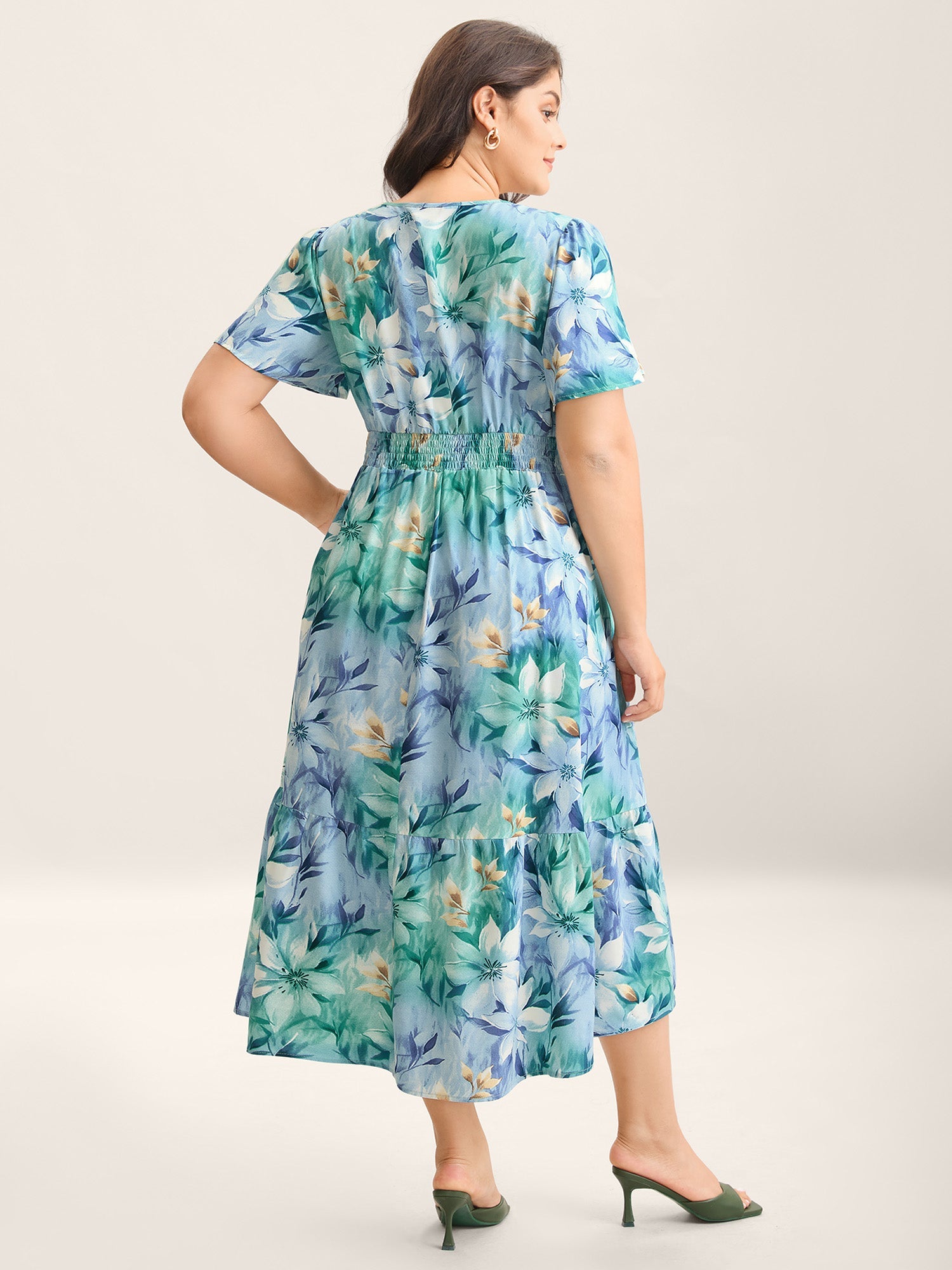 Floral Print High Low Hem Midi Dress