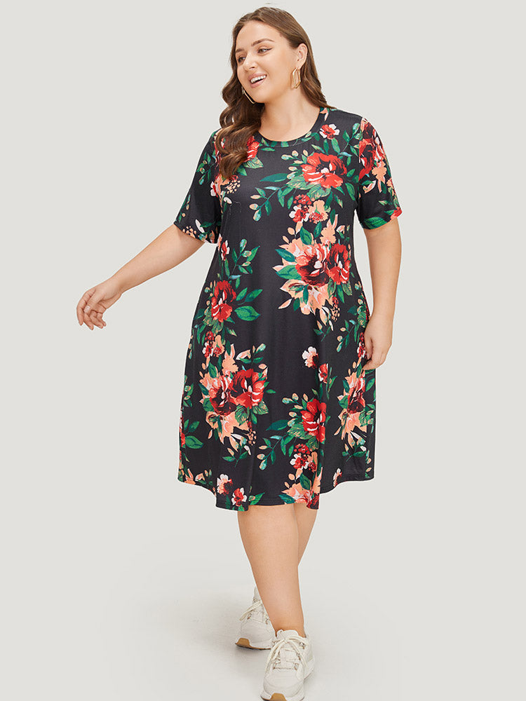 Floral Print Pocket Midi Dress