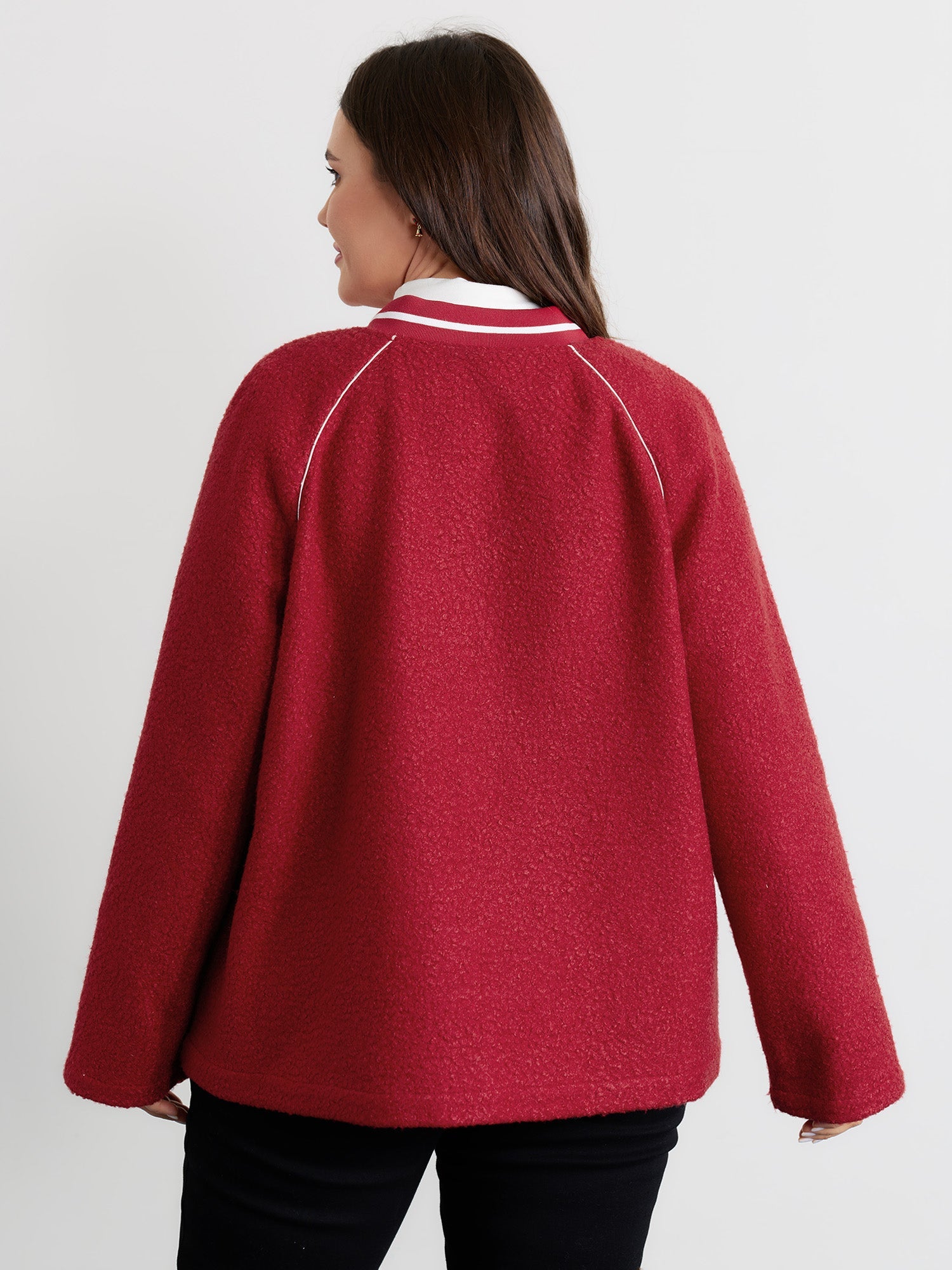 Color Contrast Raglan Sleeve Jacket