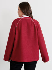 Color Contrast Raglan Sleeve Jacket