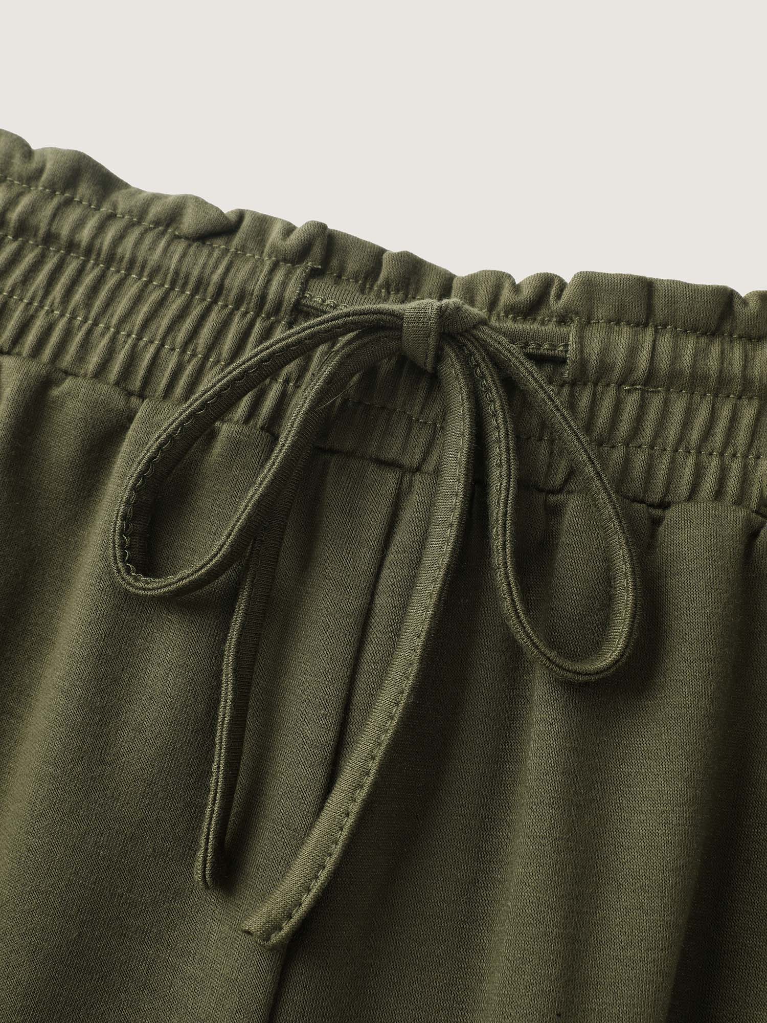 Shirred Waist-Tie Wide-Leg Pants