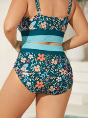 Floral Print Color Contrast Swim Bottoms