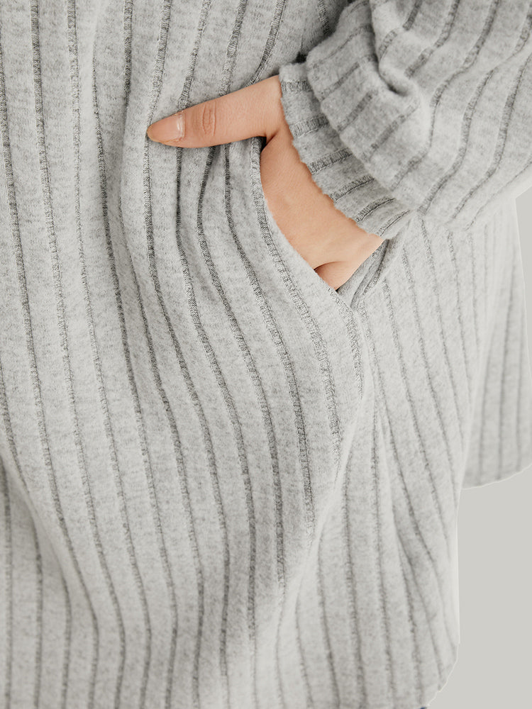 Plain Pocket Texture Open Front Kimono