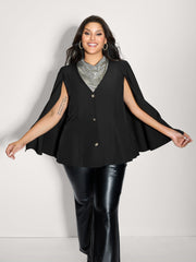 Cape Style Buttons V-Neck Blazer