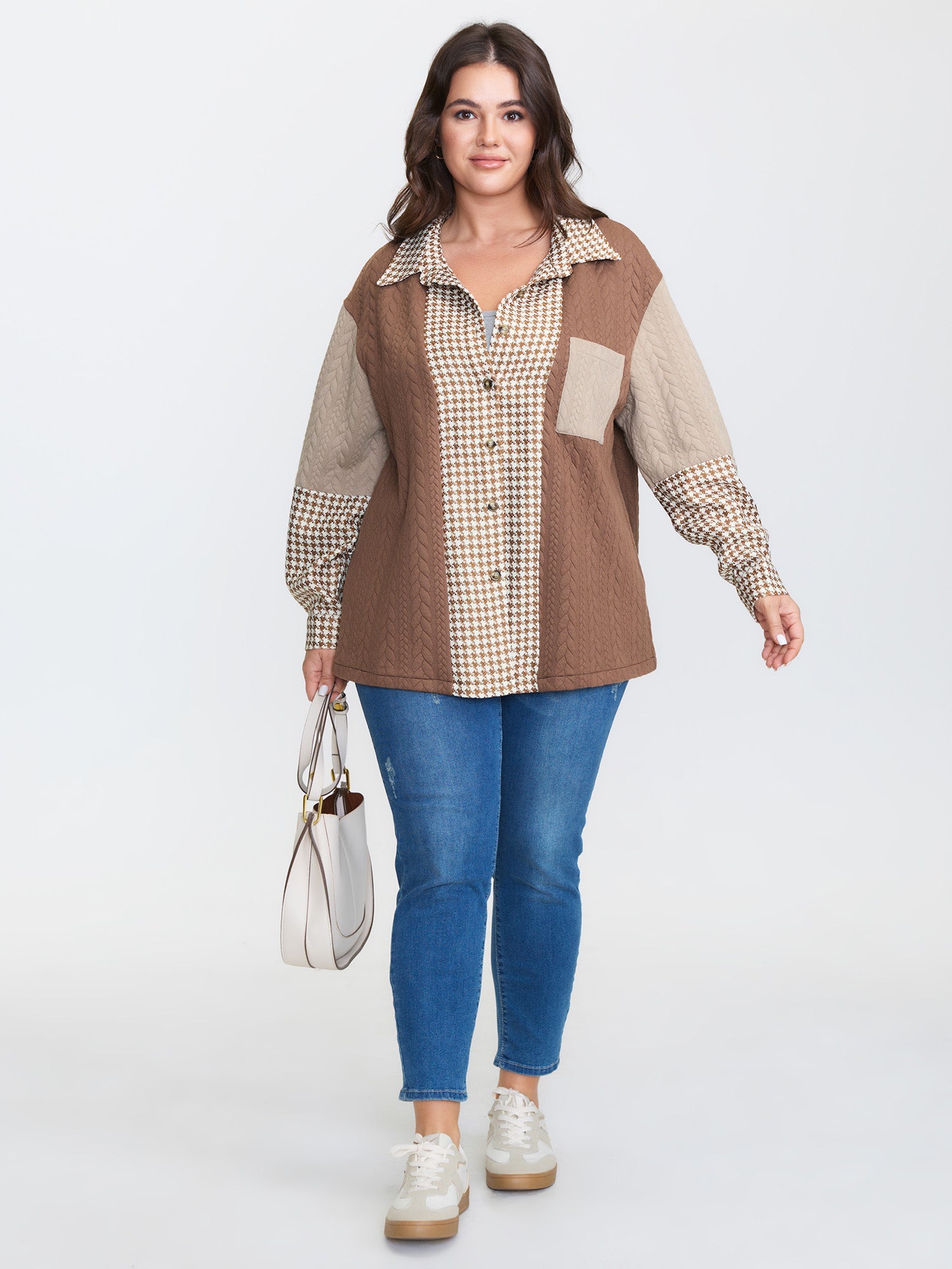 Colorblock Textured Pocket Button Jacket