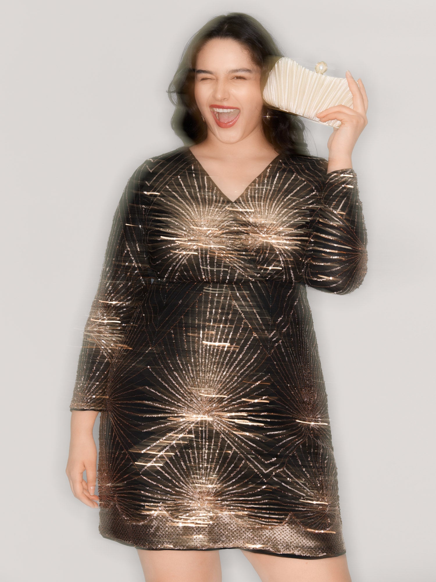 Shimmery Sequin Sheer Zipper Midi Dress