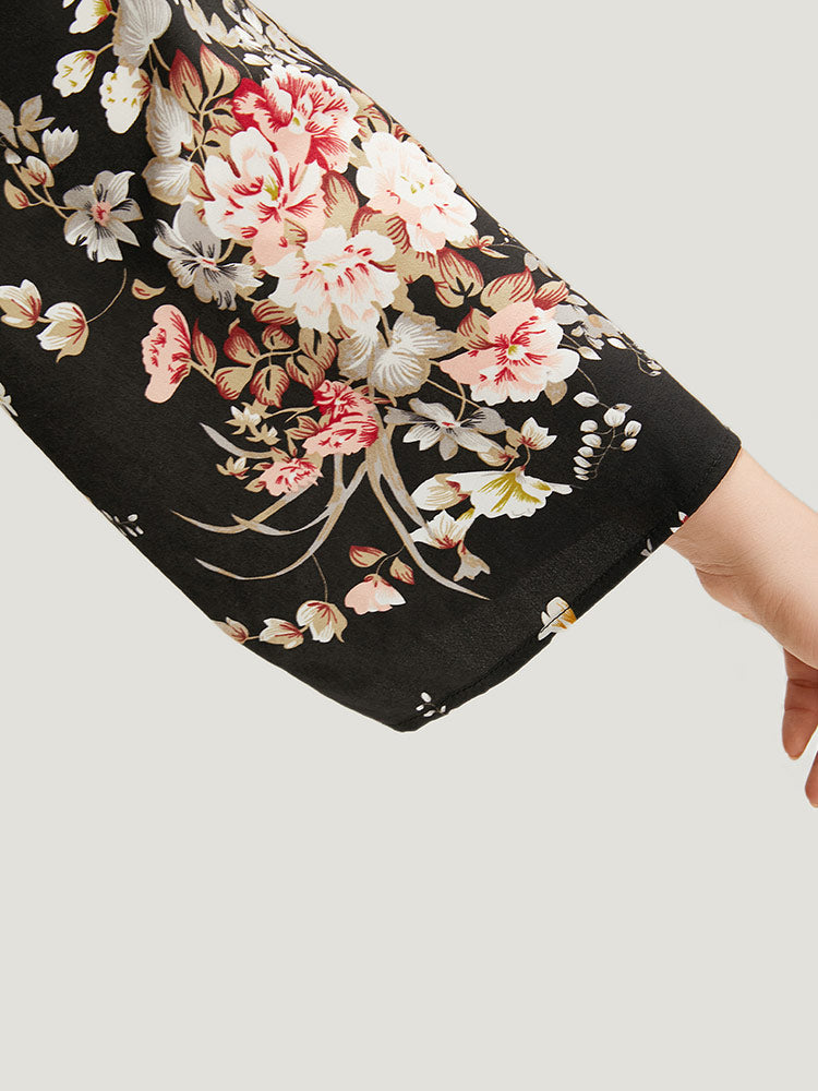 Boho Print Belted Open Front Kimono