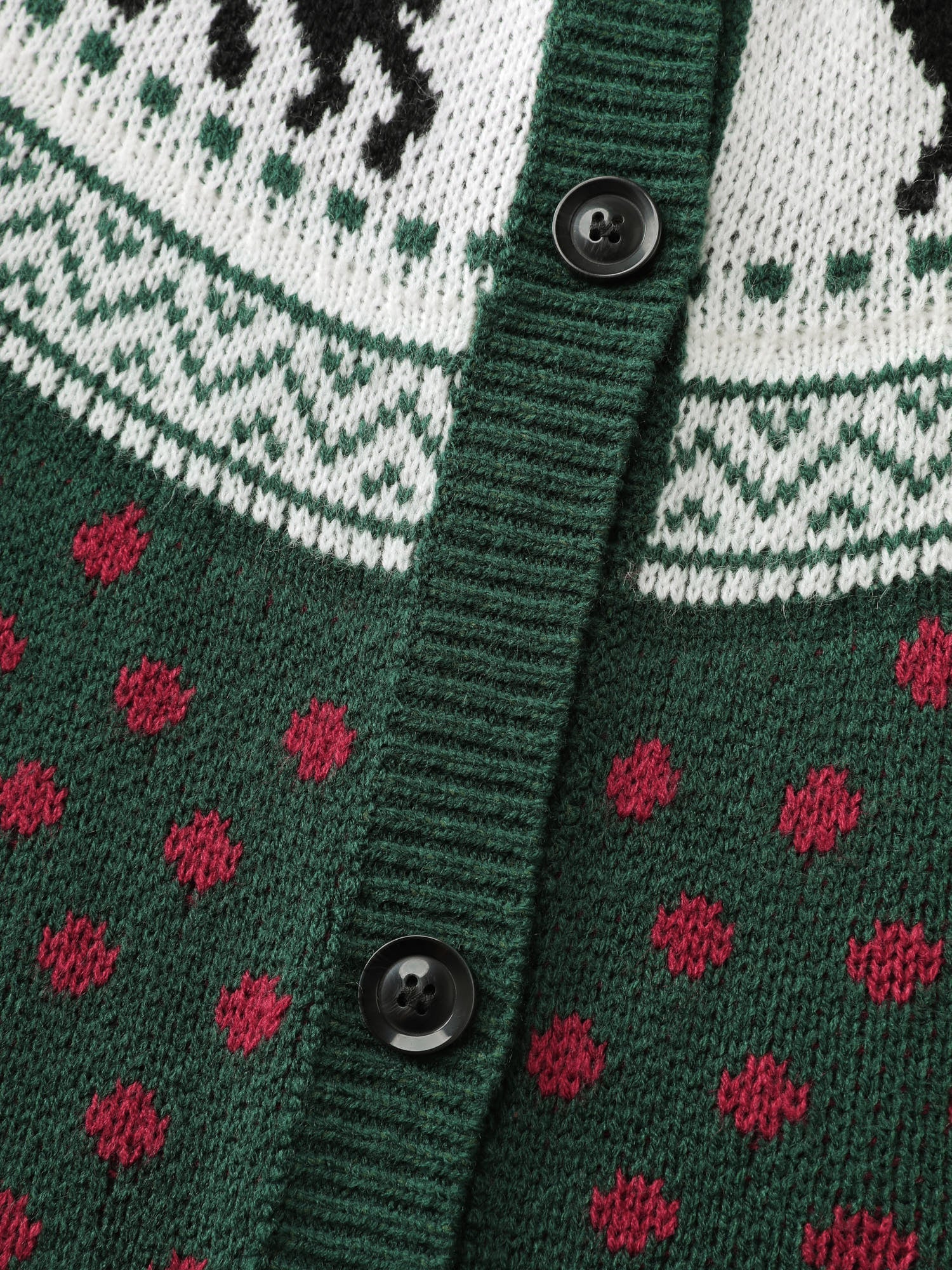 Fair-Isle Holiday Buttons Knit Cardigan