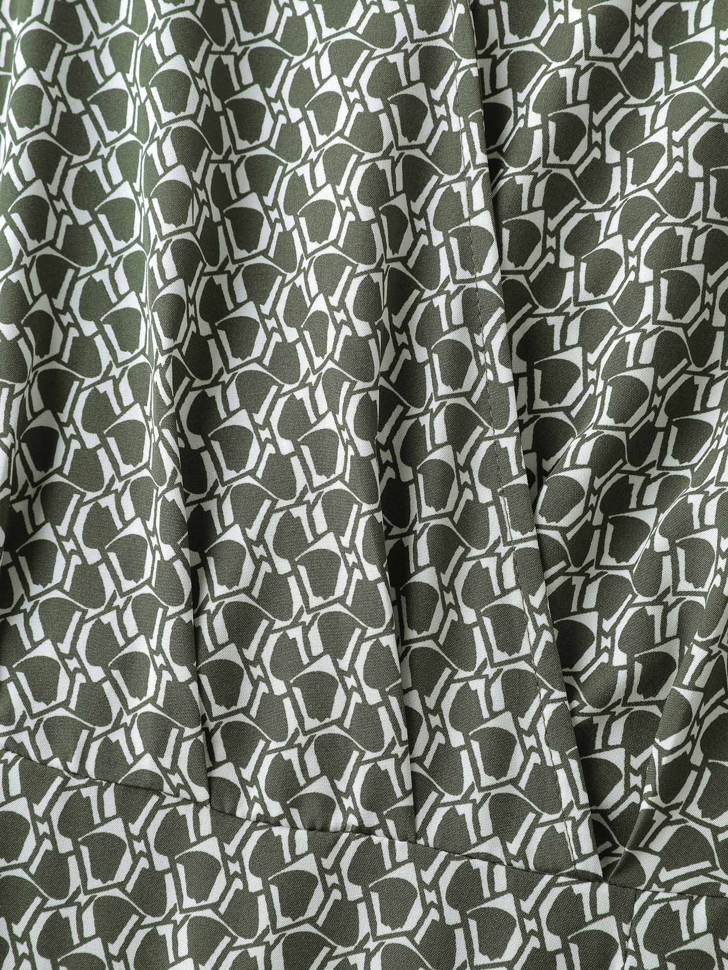 Geometric Print Split Wrap Collar Maxi Dress
