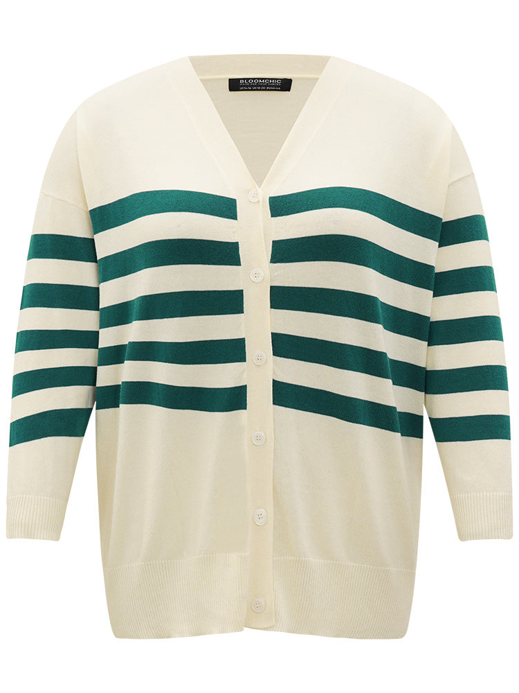 Supersoft Essentials Striped Contrast Button Up Cardigan
