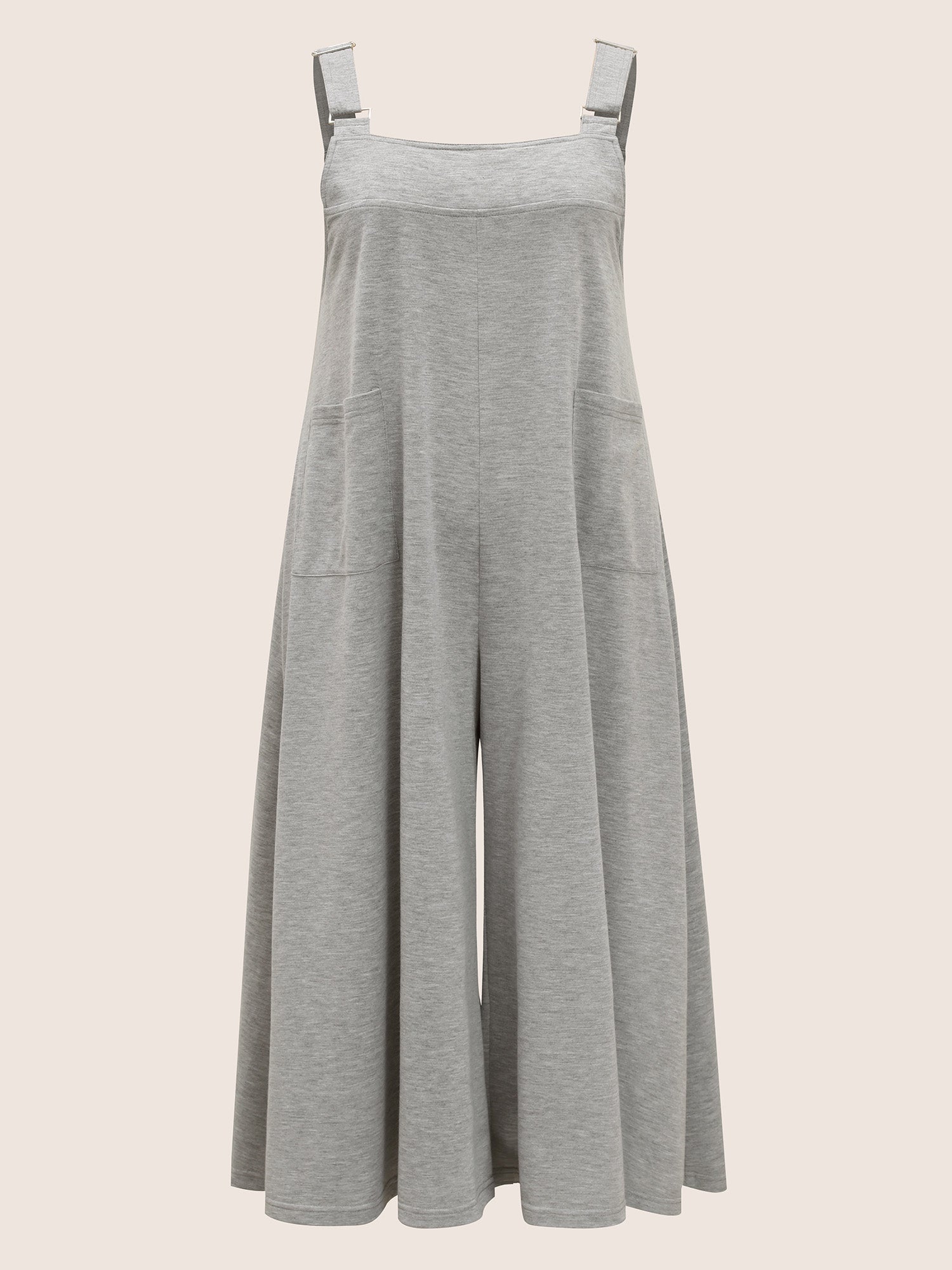 Solid Heather Patched Pocket Wide Leg Jumpsuit
