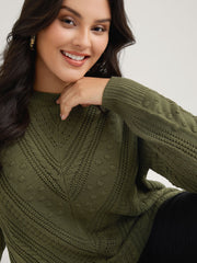 Solid Round Neck Cable Knit Pullover