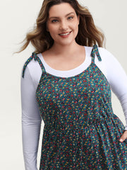 Stretchy Shoulder-Tie Floral Jumpsuit