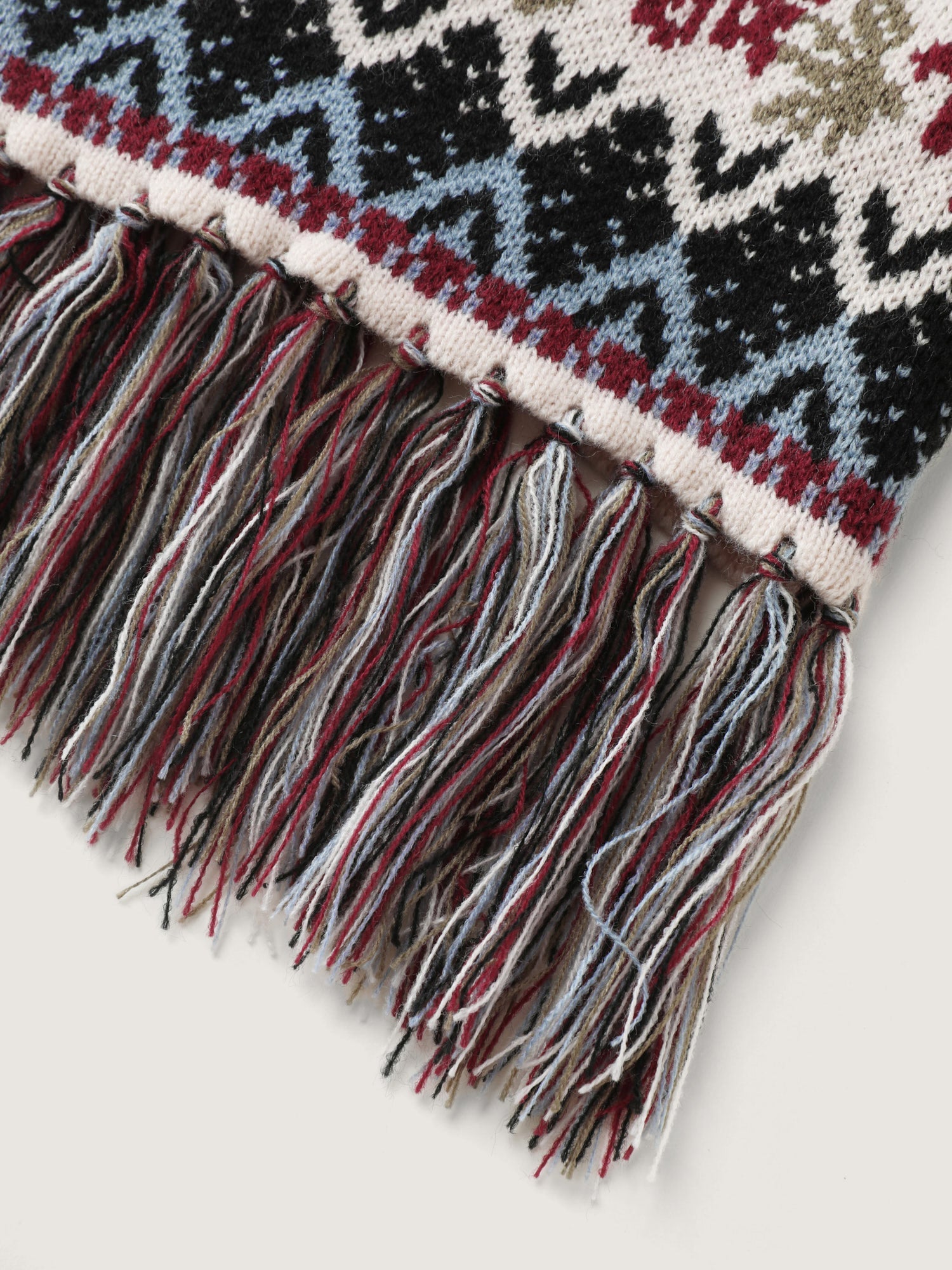 Fair-Isle Pattern Jacquard Fringes Knit Cardigan
