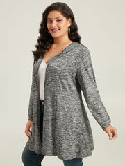 Plain Heather Zipper Pocket Hooded Jacket